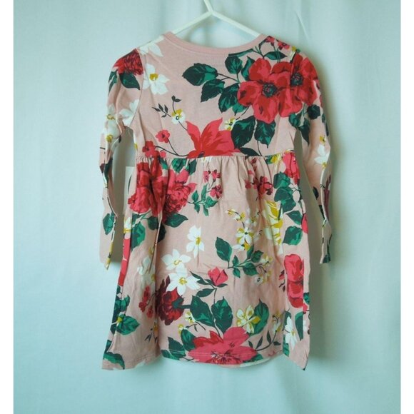 Toddler Girl Fit & Flare Pink Floral Long Sleeve Jersey Dress Size 2T - Picture 4 of 4